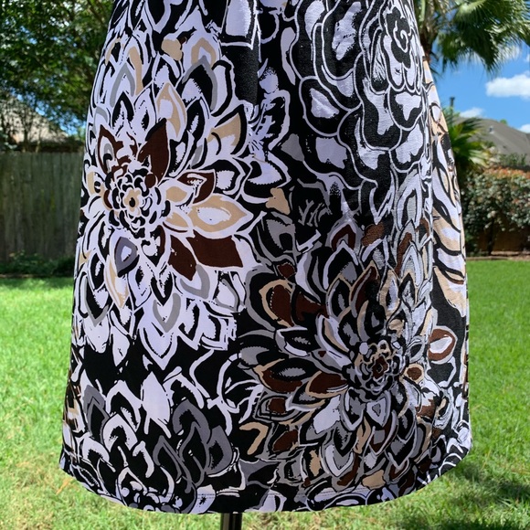 EN FOCUS STUDIO black white tropical floral print sleeveless square neck dress - Picture 5 of 9